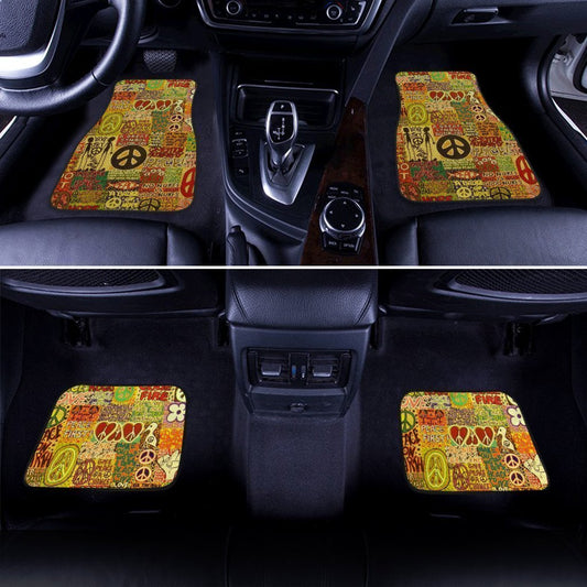 Hippie Peace Car Floor Mats Custom Vintage Hippie Aesthetic Car Accessories - Gearcarcover - 2