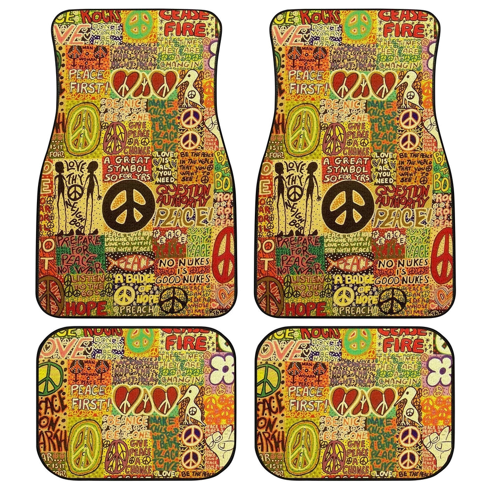 Hippie Peace Car Floor Mats Custom Vintage Hippie Aesthetic Car Accessories - Gearcarcover - 1
