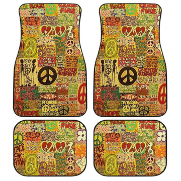 Hippie Peace Car Floor Mats Custom Vintage Hippie Aesthetic Car Accessories - Gearcarcover - 1