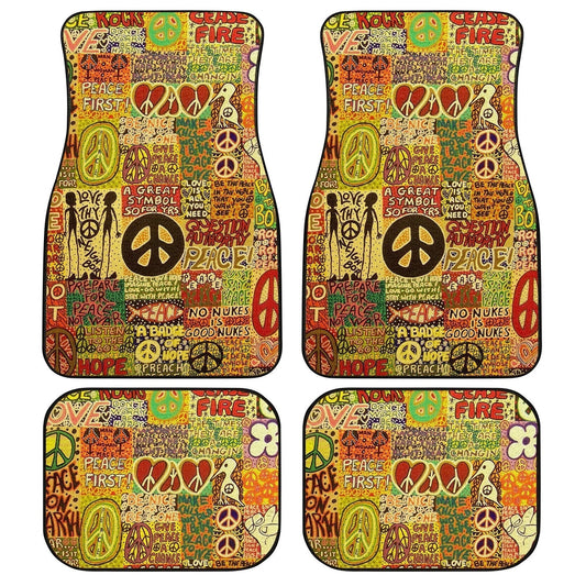 Hippie Peace Car Floor Mats Custom Vintage Hippie Aesthetic Car Accessories - Gearcarcover - 1