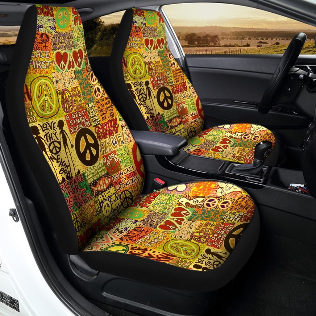 Hippie Peace Car Seat Covers Custom Vintage Hippie Aesthetic - Gearcarcover - 2