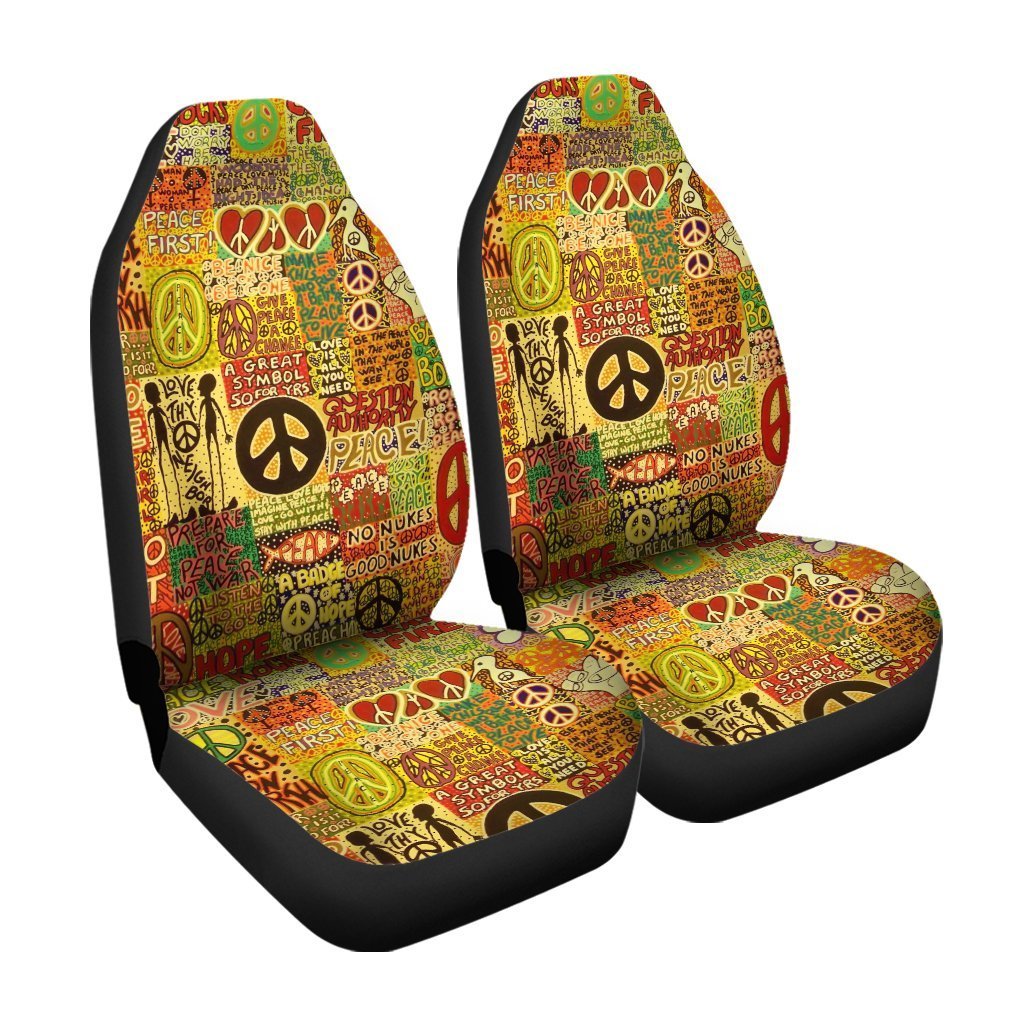 Hippie Peace Car Seat Covers Custom Vintage Hippie Aesthetic - Gearcarcover - 3
