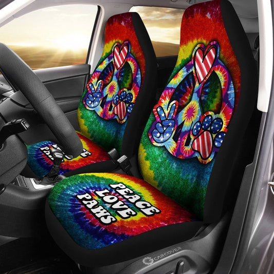 Hippie Tie Dye Car Seat Covers Custom Peace Love Paw US Flag Car Accessories Great - Gearcarcover - 2