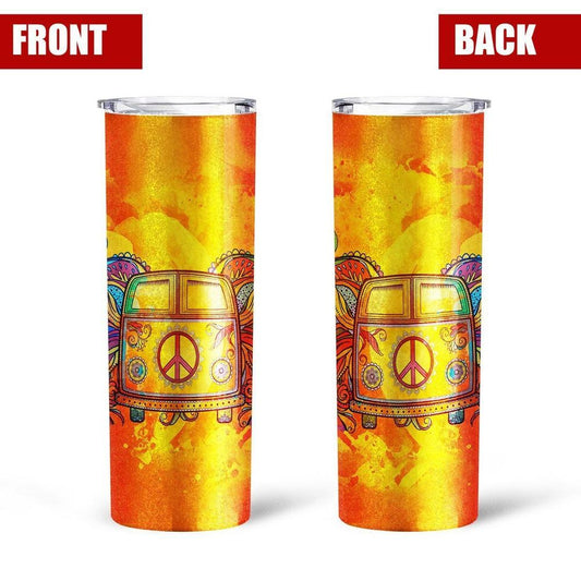Hippie Van Peace Vintage Tall Glitter Tumbler - Gearcarcover - 2