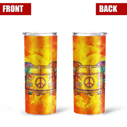 Hippie Van Peace Vintage Tall Glitter Tumbler - Gearcarcover - 1