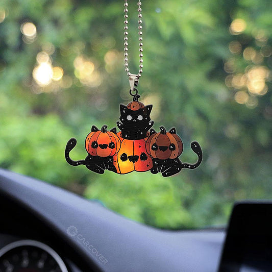 Holographic Pumpkin Kitty Ornament Custom Halloween Car Accessories - Gearcarcover - 2