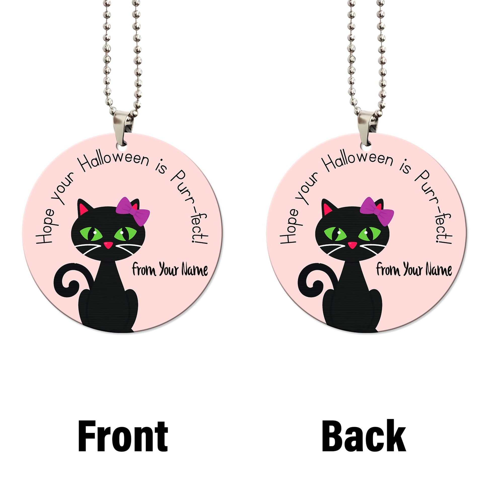 Hope Your Halloween Is Purr-fect Black Cat Ornament Custom Name Car Accessories - Gearcarcover - 4