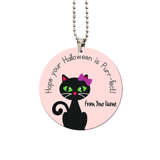 Hope Your Halloween Is Purr-fect Black Cat Ornament Custom Name Car Accessories - Gearcarcover - 1