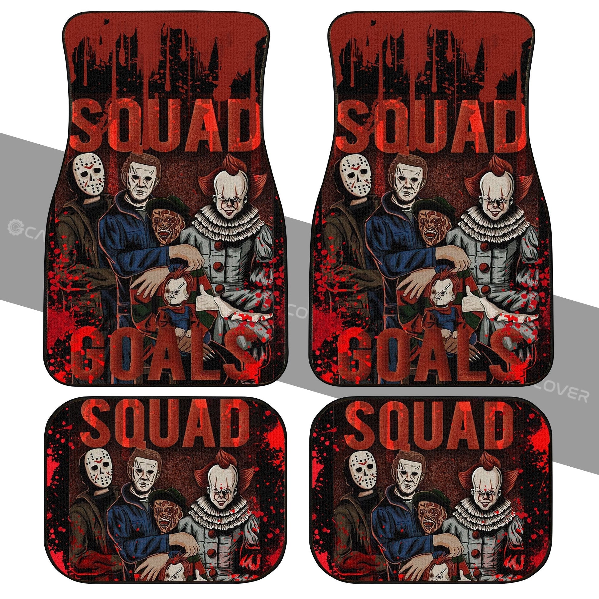 Horror Squad Car Floor Mats Custom Halloween Car Interior Accessories - Gearcarcover - 2