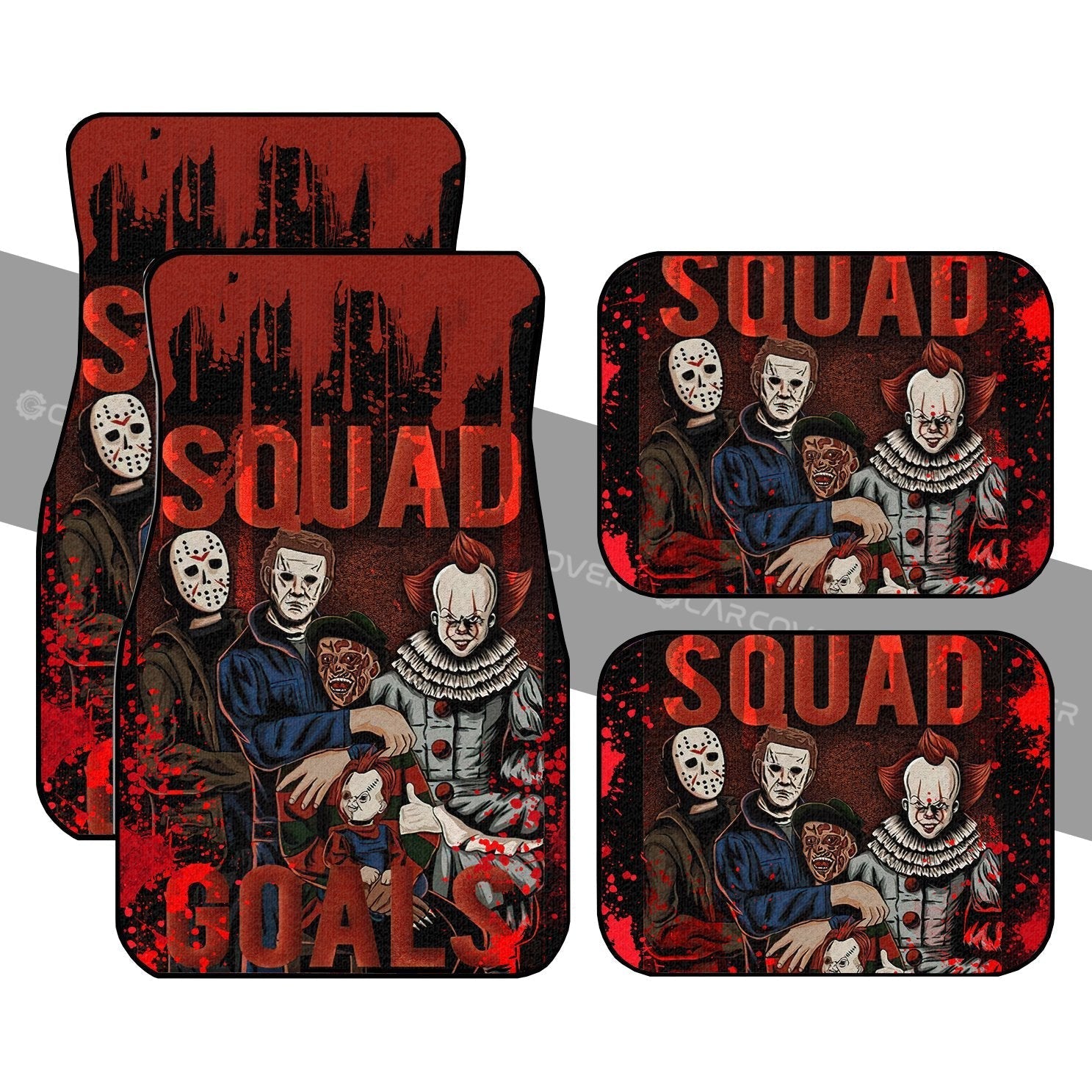 Horror Squad Car Floor Mats Custom Halloween Car Interior Accessories - Gearcarcover - 1