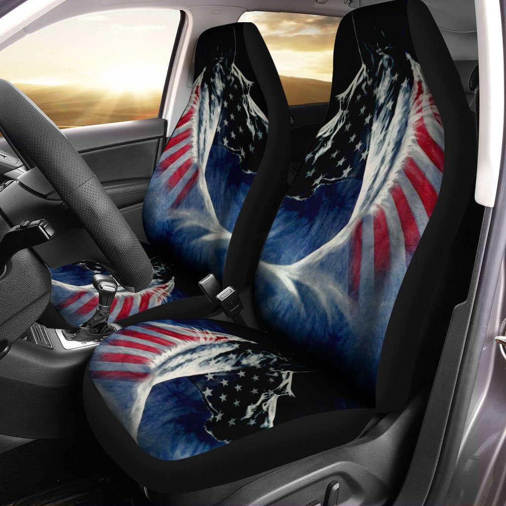 Horse Car Seat Covers Custom US Flag Car Interior Accessories - Gearcarcover - 3