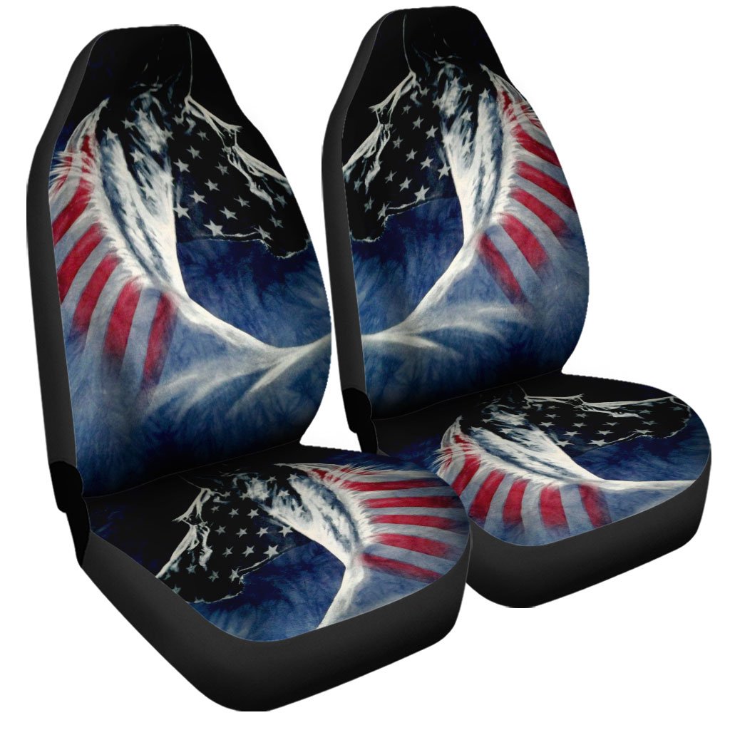 Horse Car Seat Covers Custom US Flag Car Interior Accessories - Gearcarcover - 4