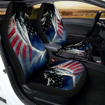 Horse Car Seat Covers Custom US Flag Car Interior Accessories - Gearcarcover - 1