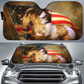 Horse Car Sunshade Custom Vintage American Flag Car Accessories - Gearcarcover - 1