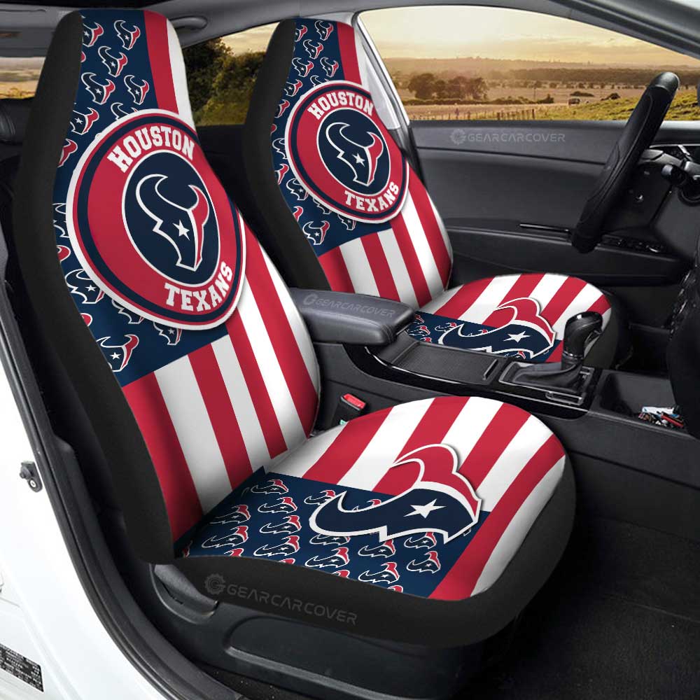 Houston Texans Car Seat Covers Custom US Flag Style - Gearcarcover - 1