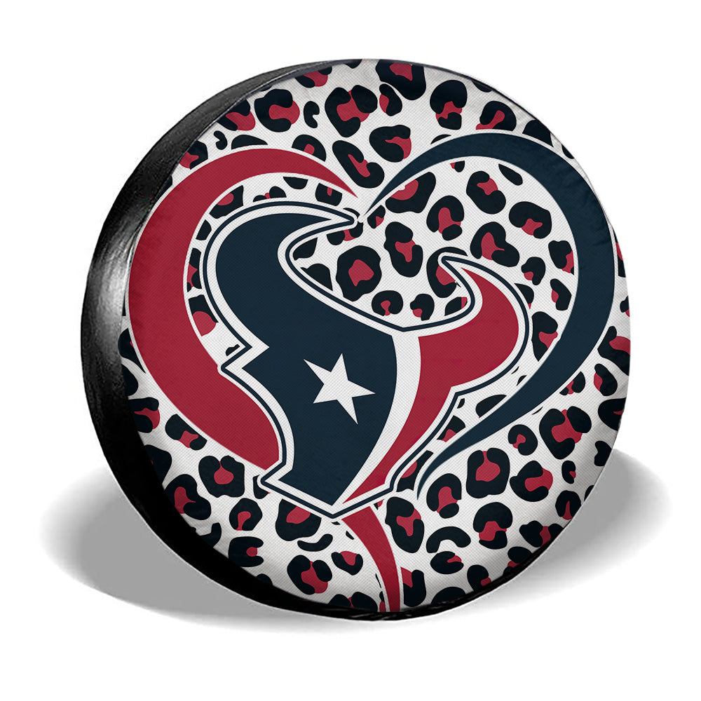 Houston Texans Spare Tire Cover Custom Leopard Heart For Fans - Gearcarcover - 3