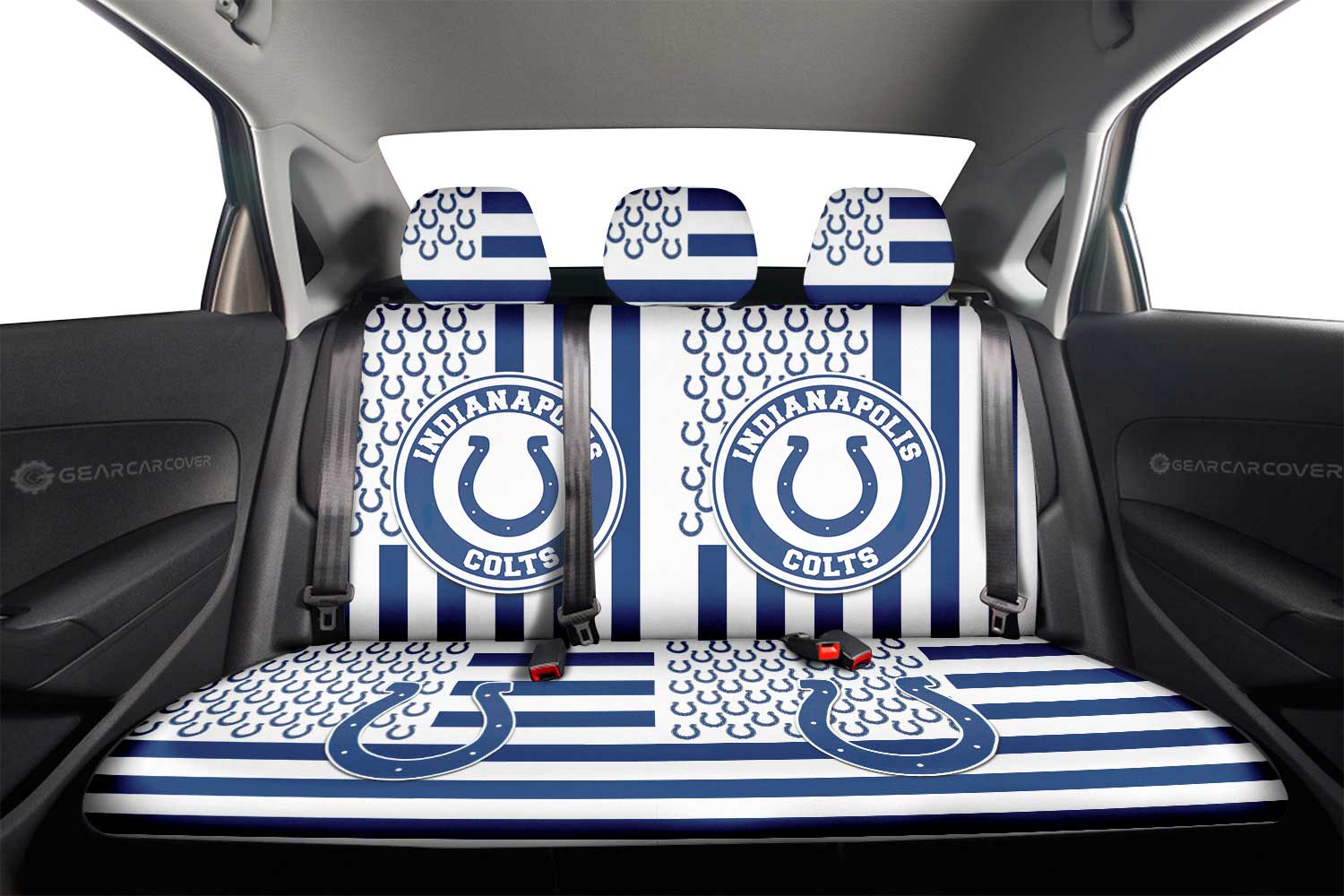 Indianapolis Colts Car Back Seat Cover Custom US Flag Style - Gearcarcover - 2