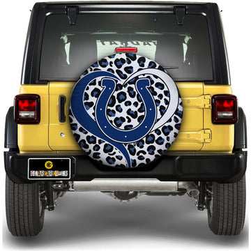 Indianapolis Colts Spare Tire Cover Custom Leopard Heart For Fans - Gearcarcover - 1