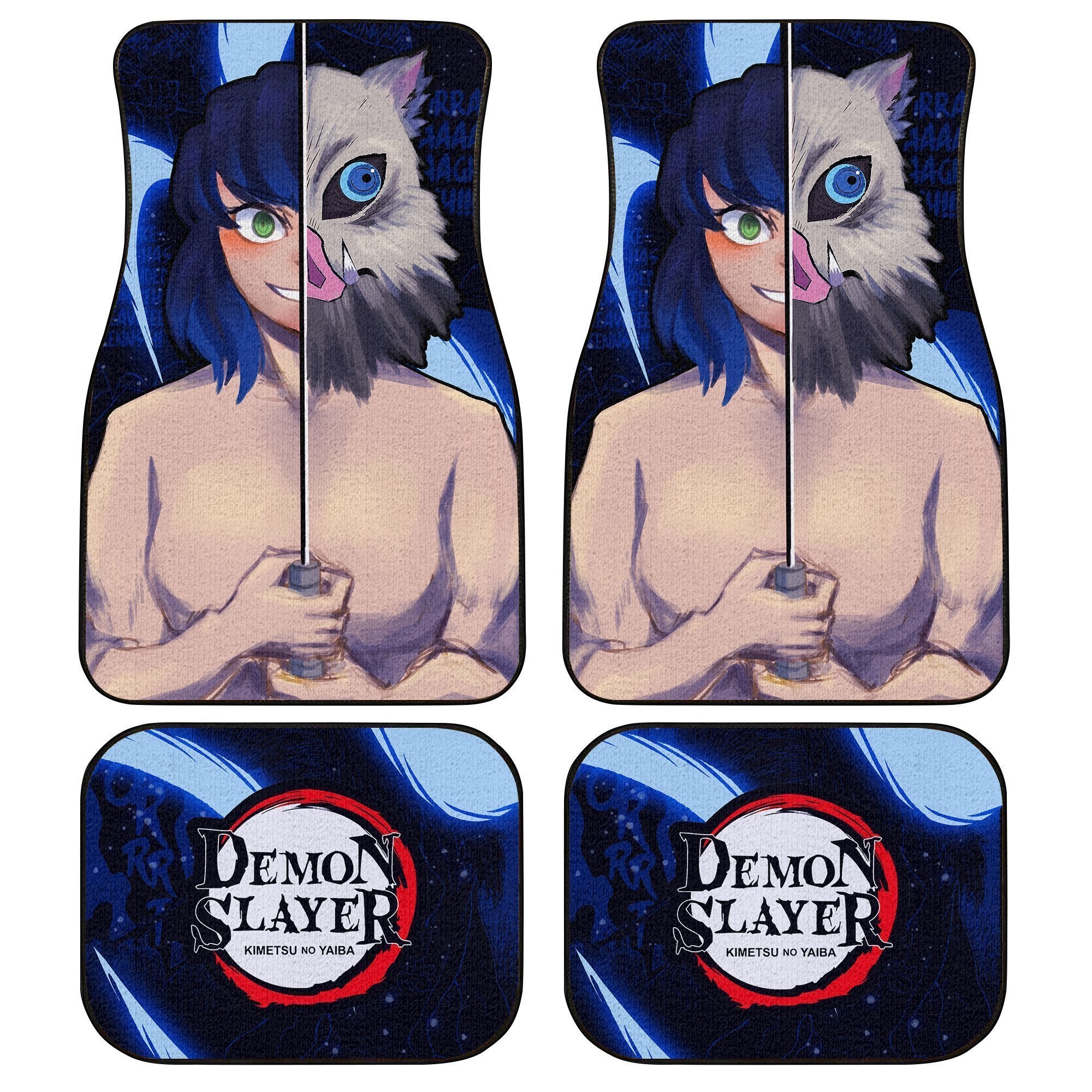 Inosuke Car Floor Mats Custom Face Demon Slayer Anime Car Accessories - Gearcarcover - 1