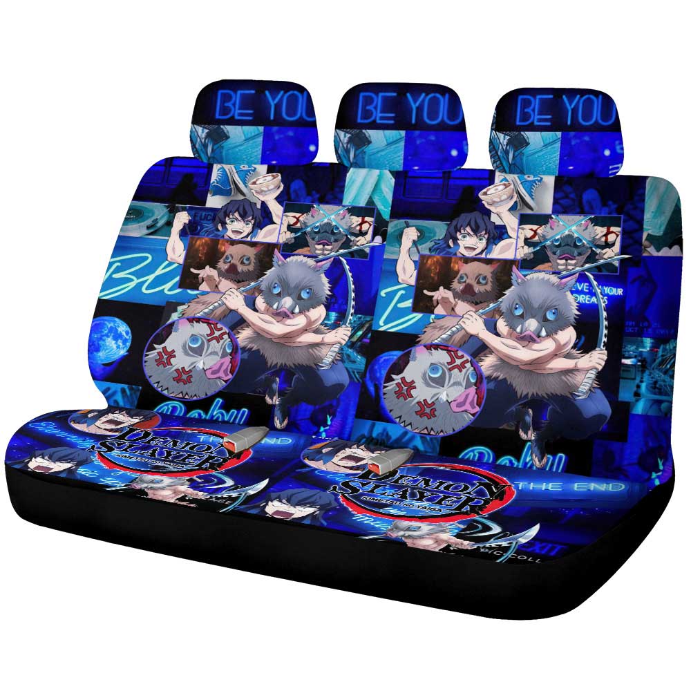 Inosuke Hashibira Car Back Seat Cover Custom Demon Slayer Anime - Gearcarcover - 1