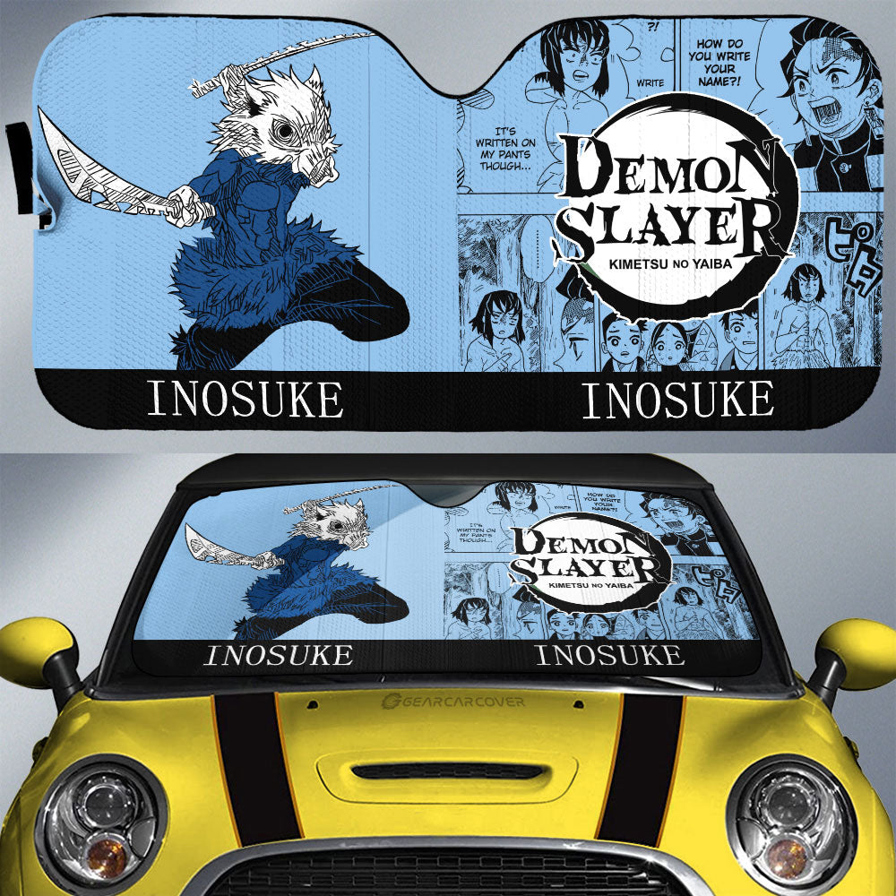 Inosuke Hashibira Car Sunshade Custom Demon Slayer Car Accessories Manga Style - Gearcarcover - 1