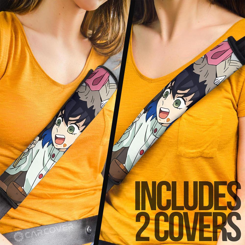 Inosuke Hashibira Seat Belt Covers Custom Demon Slayer Anime Car Accessoriess - Gearcarcover - 3