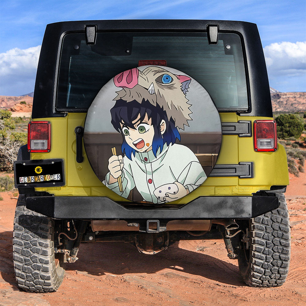 Inosuke Hashibira Spare Tire Cover Custom Demon Slayer Anime Car Accessoriess - Gearcarcover - 3