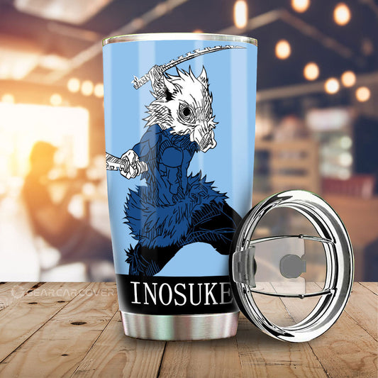 Inosuke Hashibira Tumbler Cup Custom Demon Slayer Car Accessories Manga Style - Gearcarcover - 2