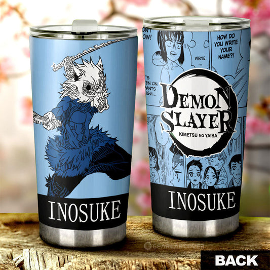 Inosuke Hashibira Tumbler Cup Custom Demon Slayer Car Accessories Manga Style - Gearcarcover - 1