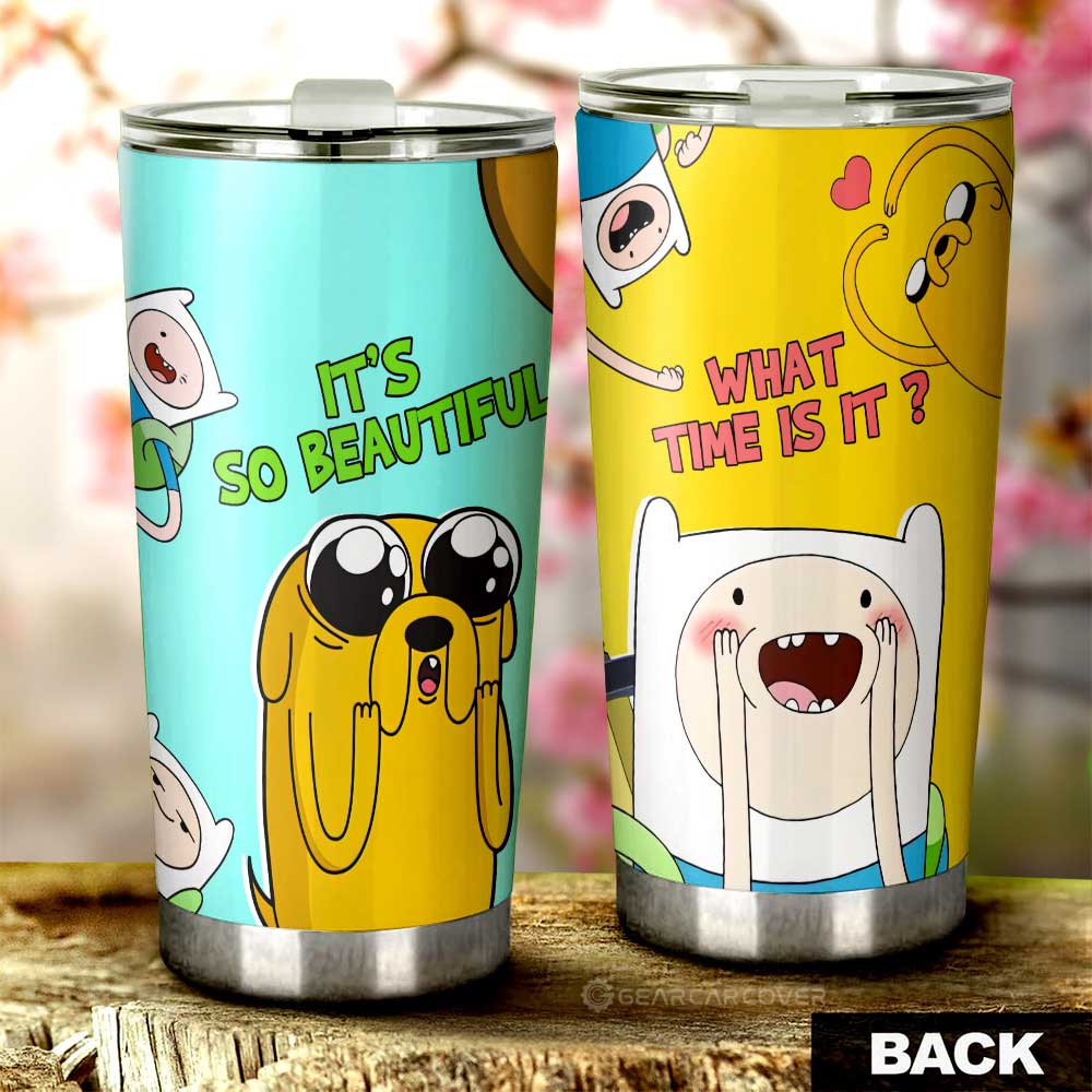 Jake And Finn Adventure Time Tumbler Cup Custom Cartoon Car Accessories - Gearcarcover - 1