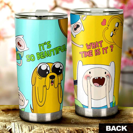 Jake And Finn Adventure Time Tumbler Cup Custom Cartoon Car Accessories - Gearcarcover - 1