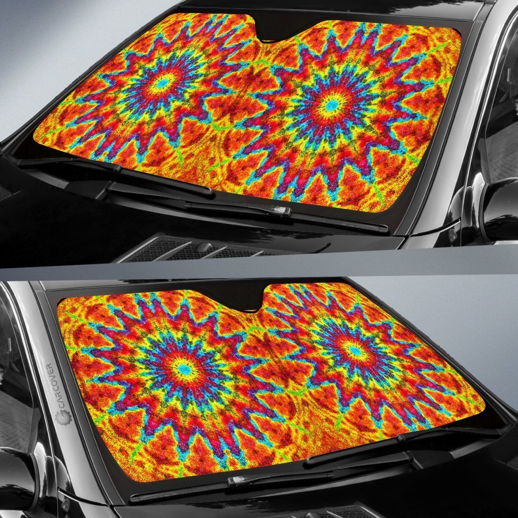 Kaleidoscope Tie Dye Car Sunshade Custom Printed Hippie Car Accessories - Gearcarcover - 2