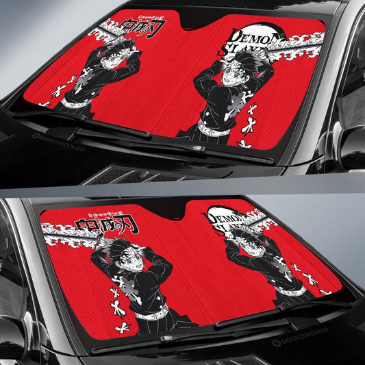 Kamado Tanjiro Car Sunshade Custom Demon Slayer Anime Car Accessories Manga Style For Fans - Gearcarcover - 2