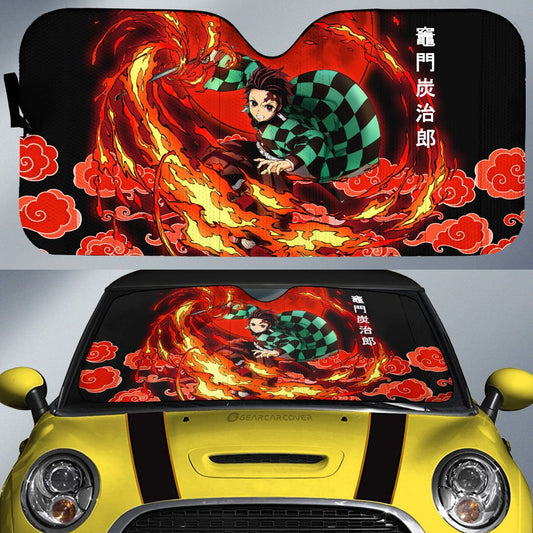 Kamado Tanjiro Car Sunshade Custom Sun Breathing Skill Car Accessories - Gearcarcover - 1