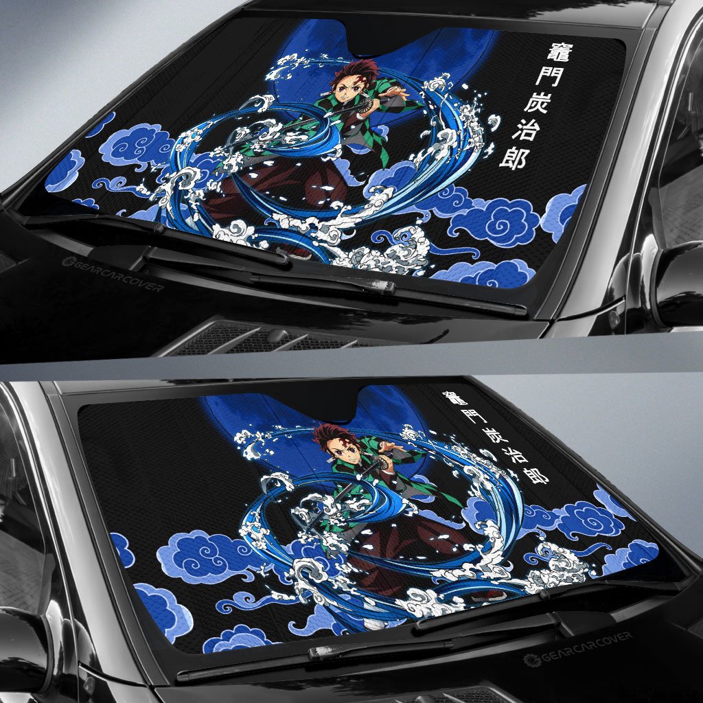 Kamado Tanjiro Car Sunshade Custom Water Breathing Skill Demon Slayer Anime Car Accessories - Gearcarcover - 2