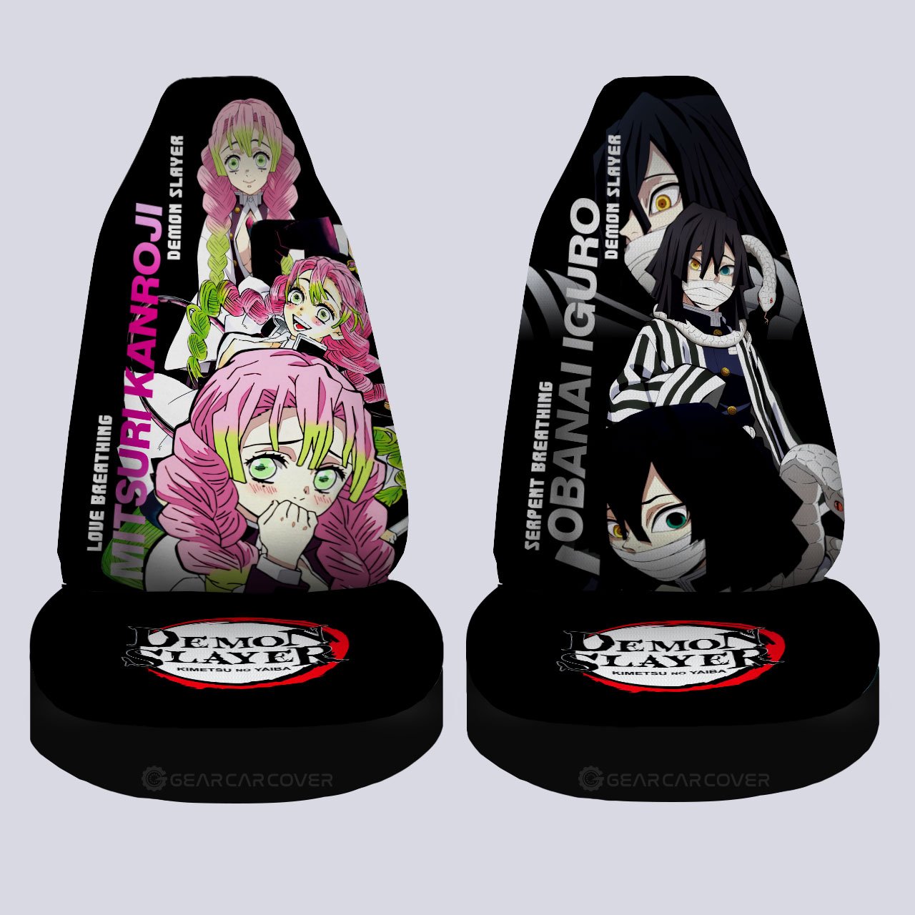 Kanroji And Obanai Car Seat Covers Custom Demon Slayer Anime - Gearcarcover - 4