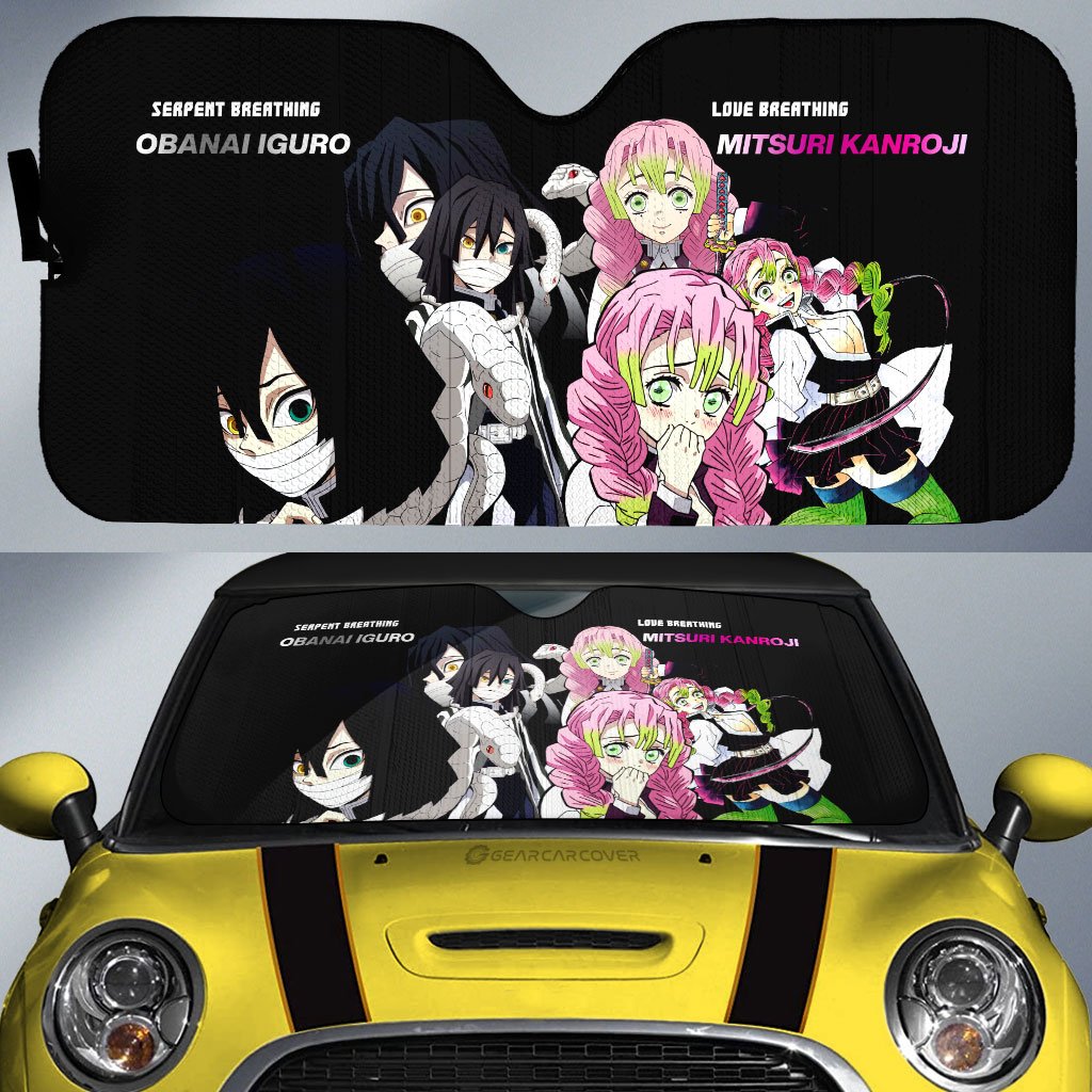 Kanroji And Obanai Car Sunshade Custom Demon Slayer Anime - Gearcarcover - 1