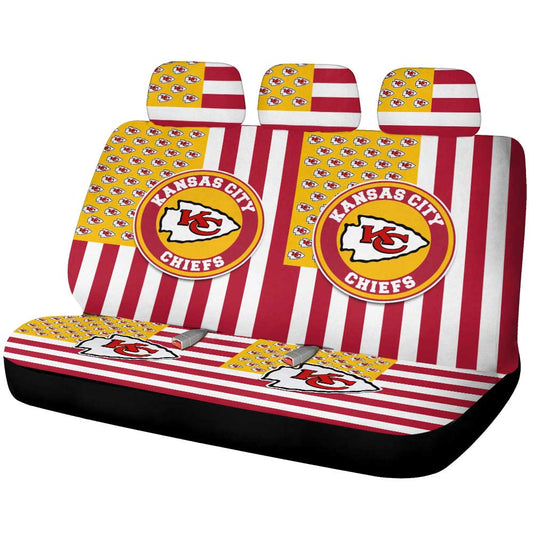 Kansas City Chiefs Car Back Seat Cover Custom US Flag Style - Gearcarcover - 1