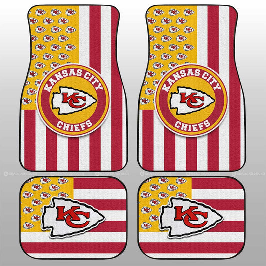 Kansas City Chiefs Car Floor Mats Custom US Flag Style - Gearcarcover - 1