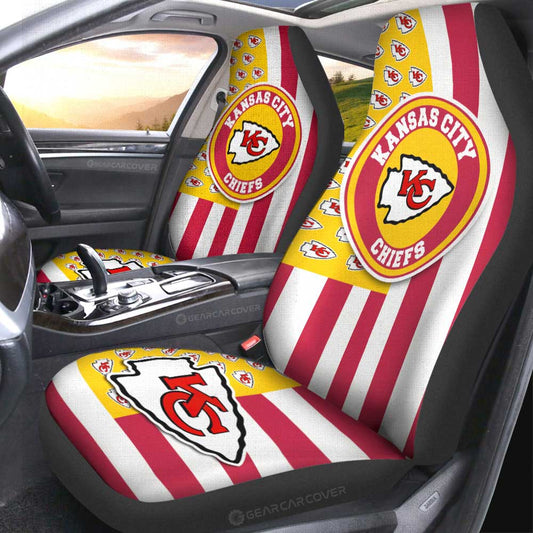 Kansas City Chiefs Car Seat Covers Custom US Flag Style - Gearcarcover - 2