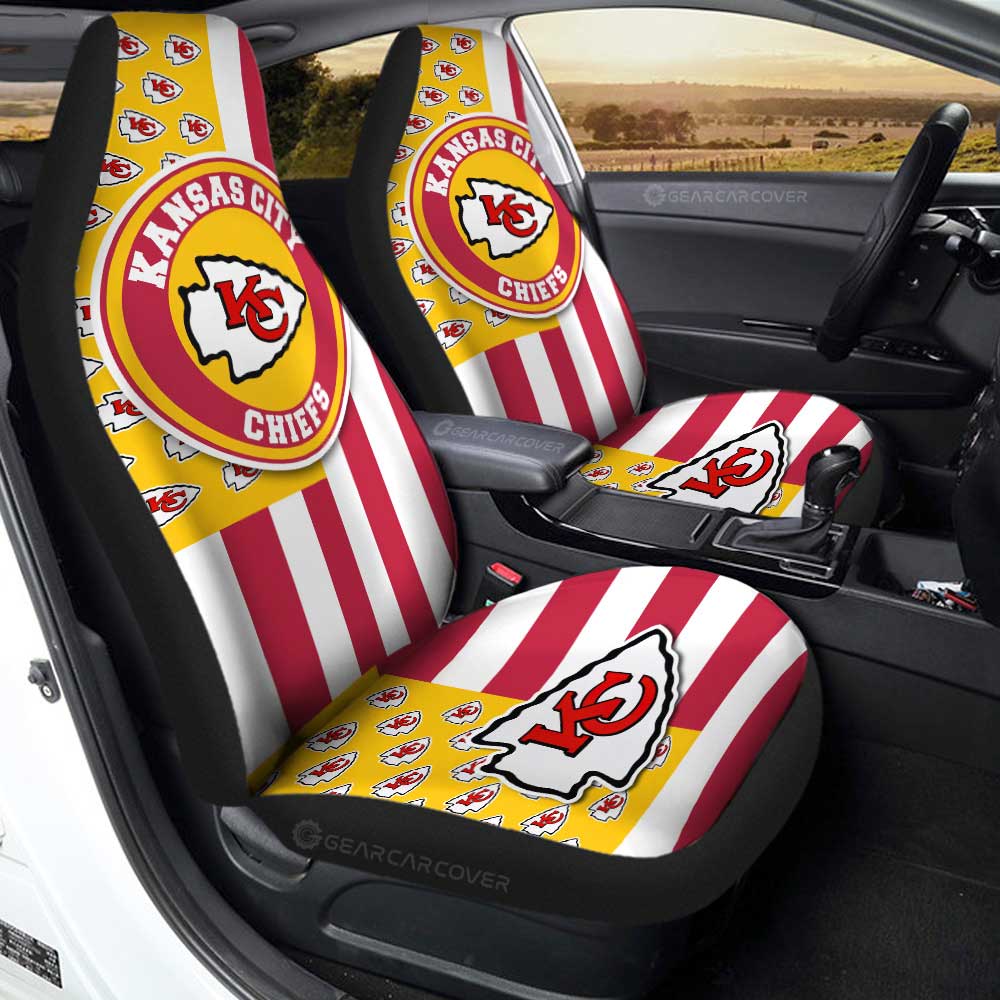 Kansas City Chiefs Car Seat Covers Custom US Flag Style - Gearcarcover - 1