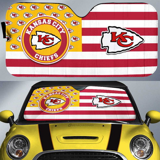 Kansas City Chiefs Car Sunshade Custom US Flag Style - Gearcarcover - 1