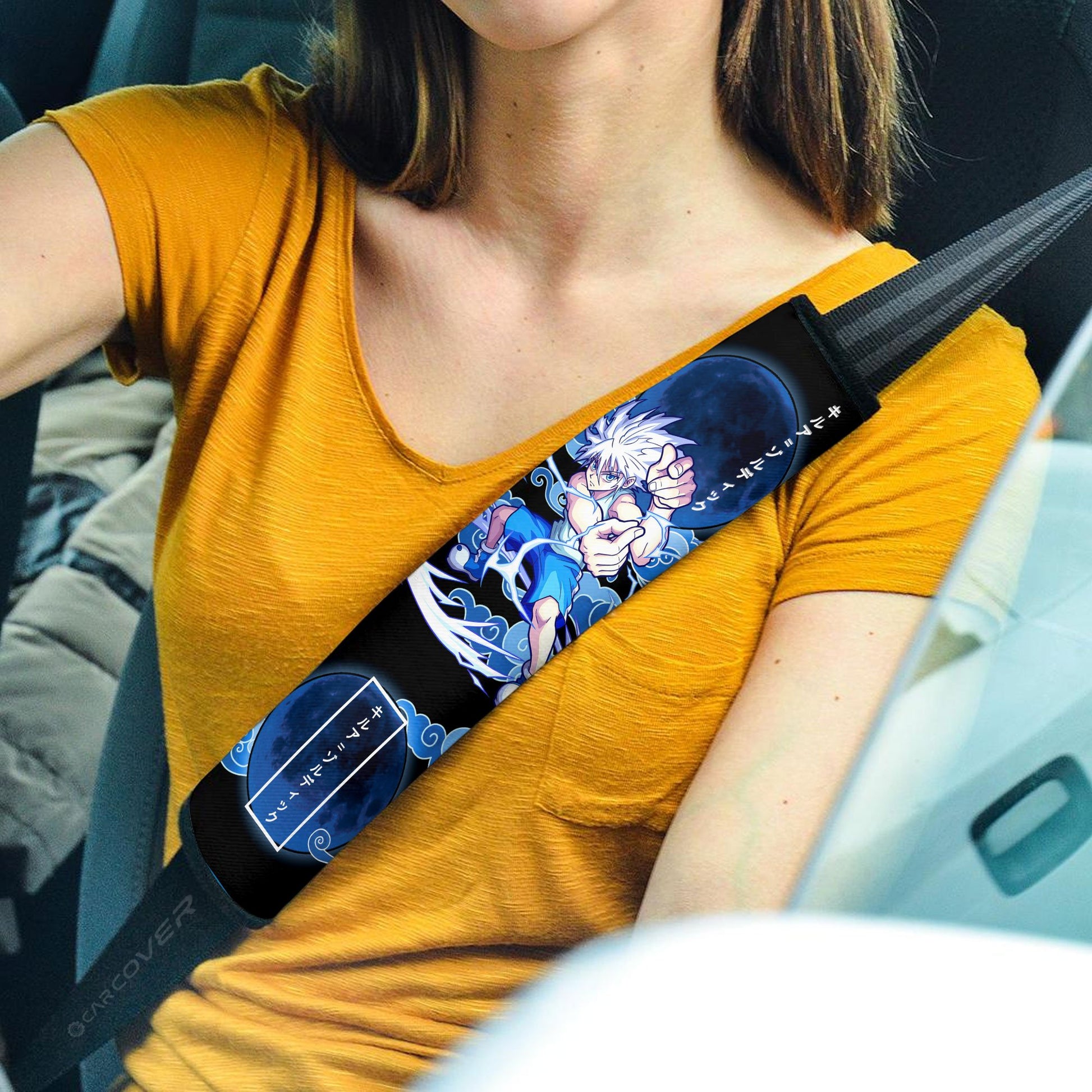 Killua Zoldyck Seat Belt Covers Custom Anime Hunter x Hunter Car Interior Accessories - Gearcarcover - 1