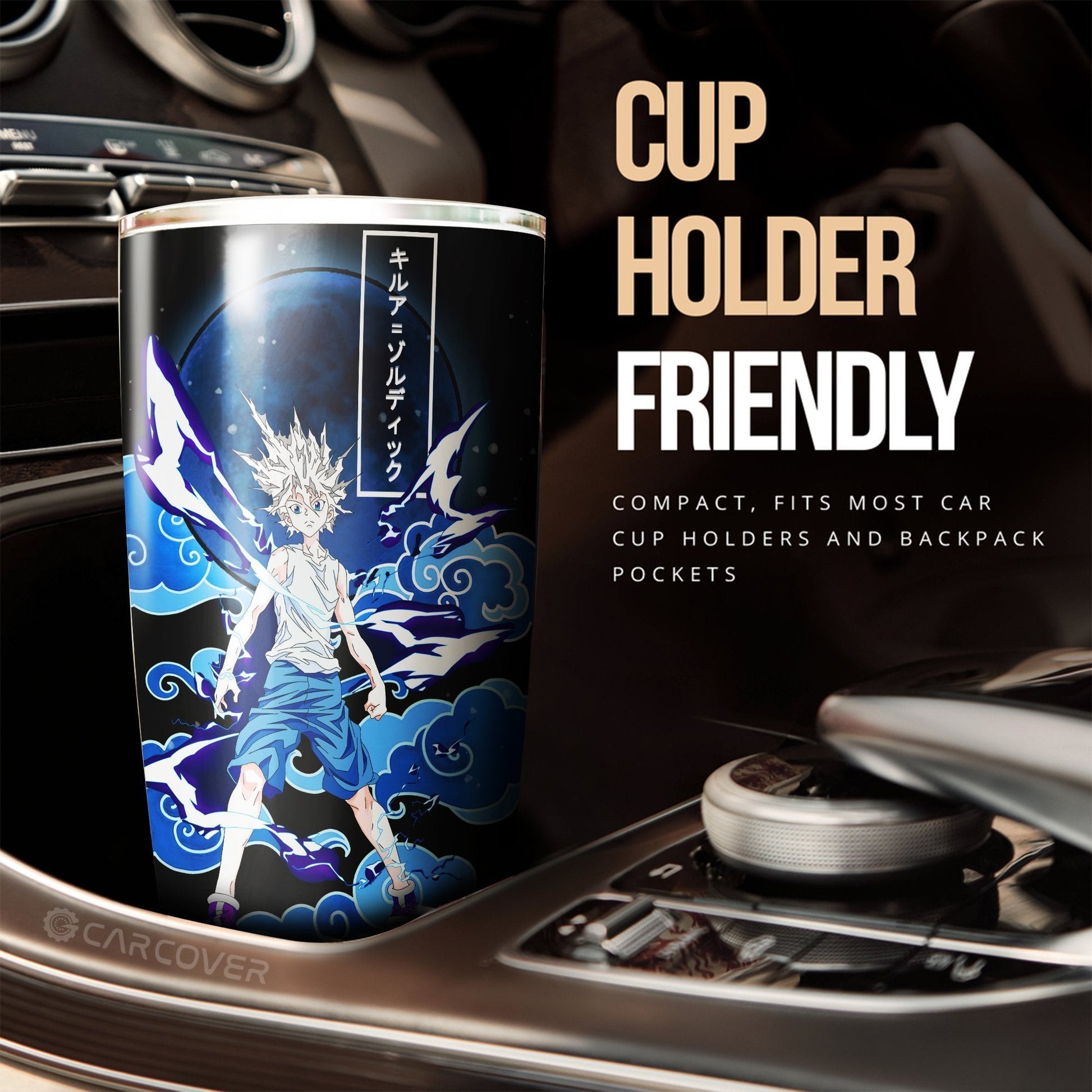 Killua Zoldyck Tumbler Cup Custom Anime Hunter x Hunter Car Interior Accessories - Gearcarcover - 2