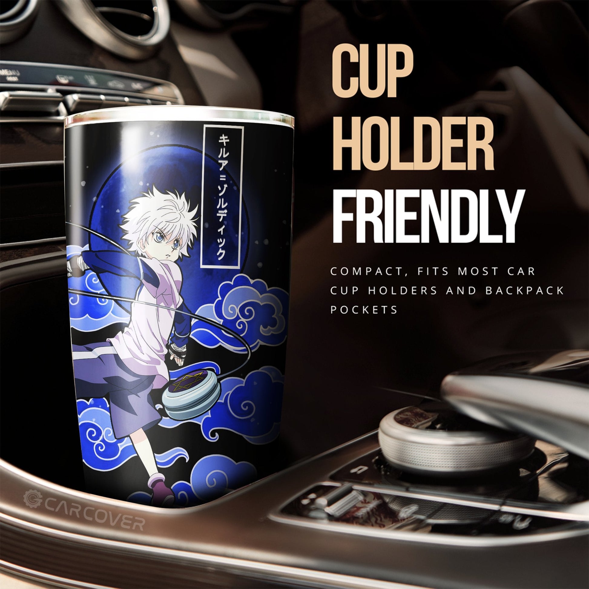 Killua Zoldyck Tumbler Cup Custom Hunter x Hunter Anime Car Interior Accessories Perfect Gift For Fan - Gearcarcover - 2