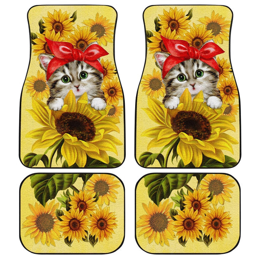 Kitty Cat Car Floor Mats Custom Sunflower Car Accessories - Gearcarcover - 1