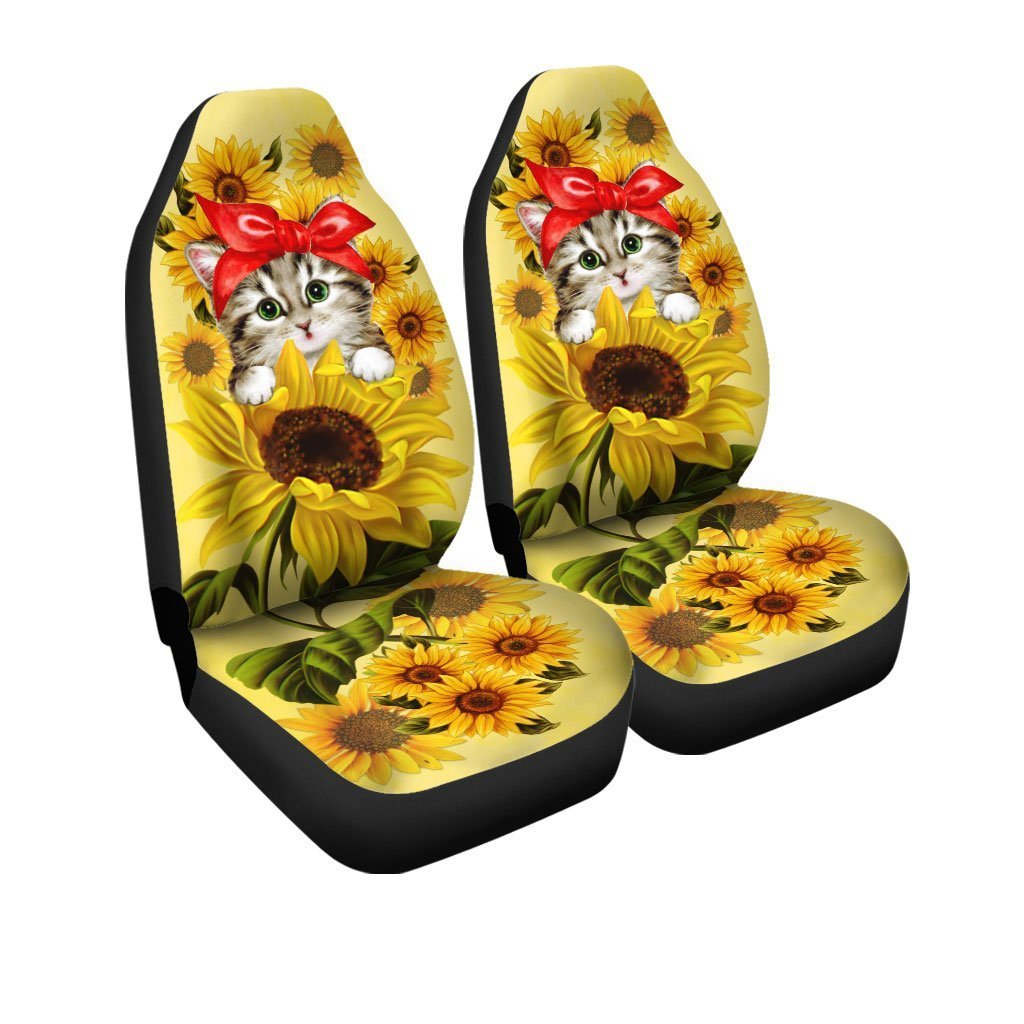 Kitty Cat Car Seat Covers Custom Sunflower Car Accessories - Gearcarcover - 3