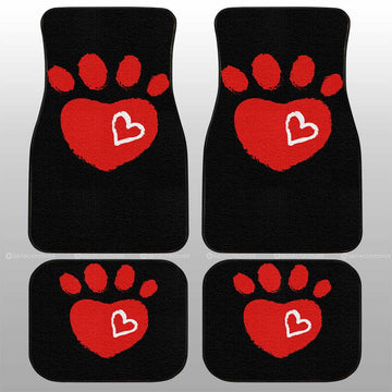 Kitty Dog Paw Love Car Floor Mats Custom Personalized Name Car Accessories - Gearcarcover - 1