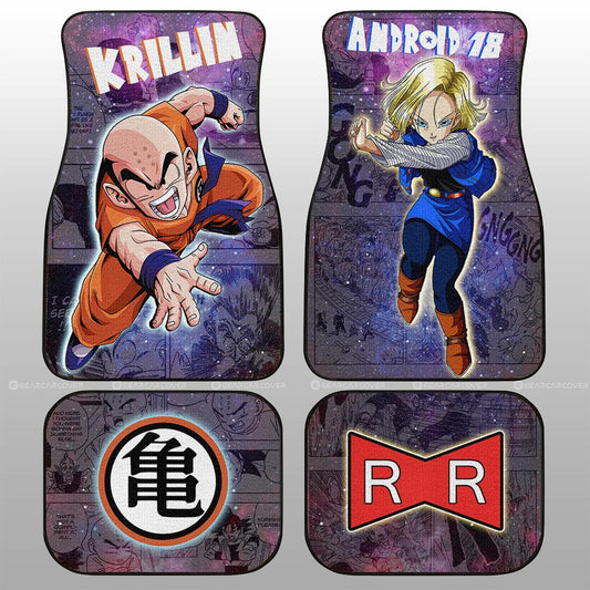 Krillin And Android 18 Car Floor Mats Custom Galaxy Style Dragon Ball Anime Car Accessories - Gearcarcover - 1