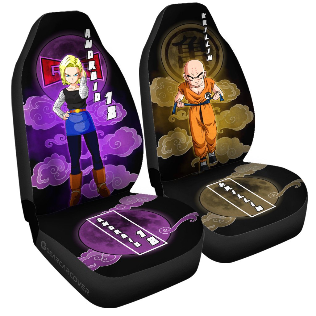 Krillin And Android 18 Car Seat Covers Custom Dragon Ball Anime Car Accessories - Gearcarcover - 3